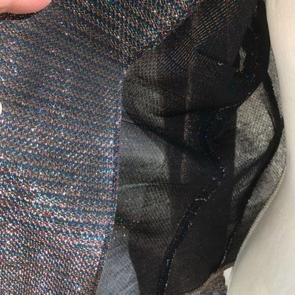 Vintage Open Jacket Womens 70s Metallic Puff Sleeve Silver Unlined Sparkly - Picture 8 of 12